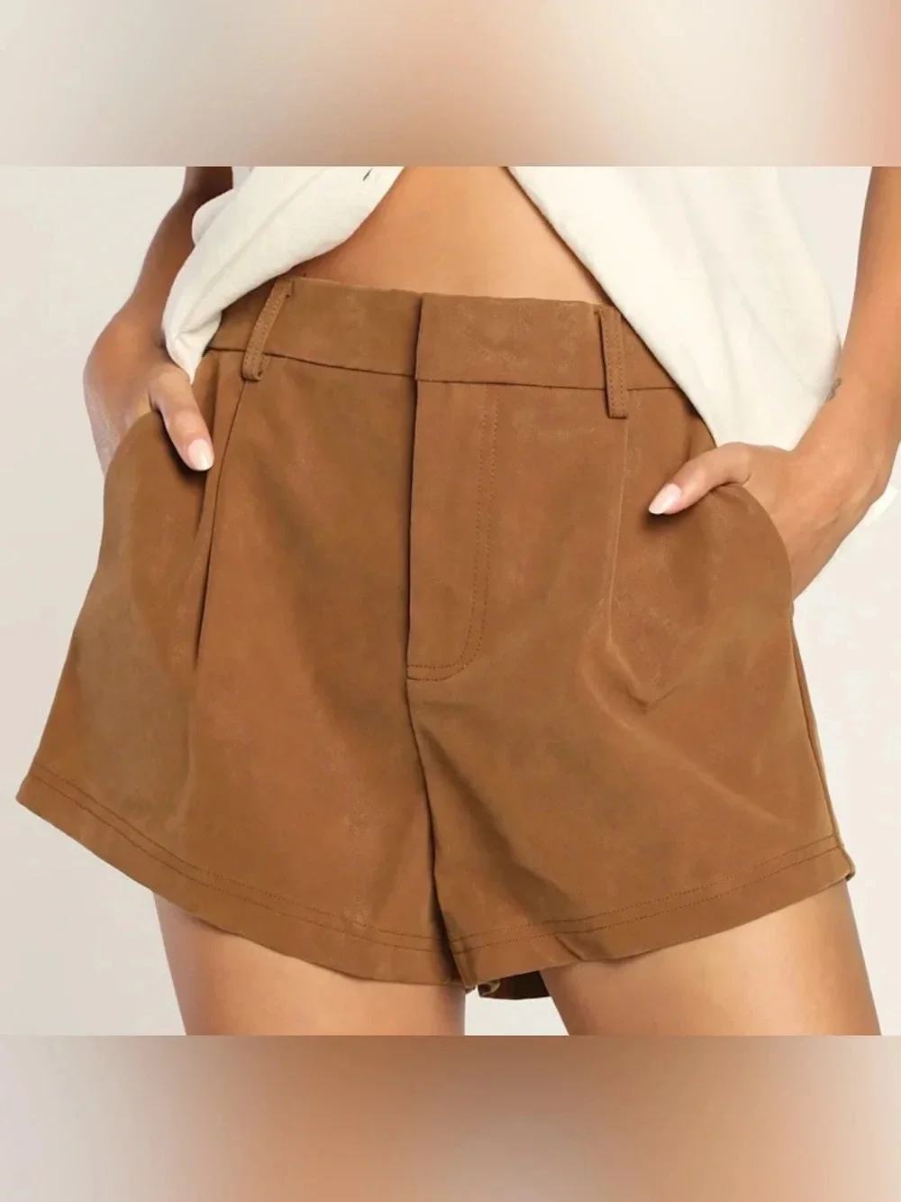 Free People Roma Vegan Suede Shorts Brown High Rise XS